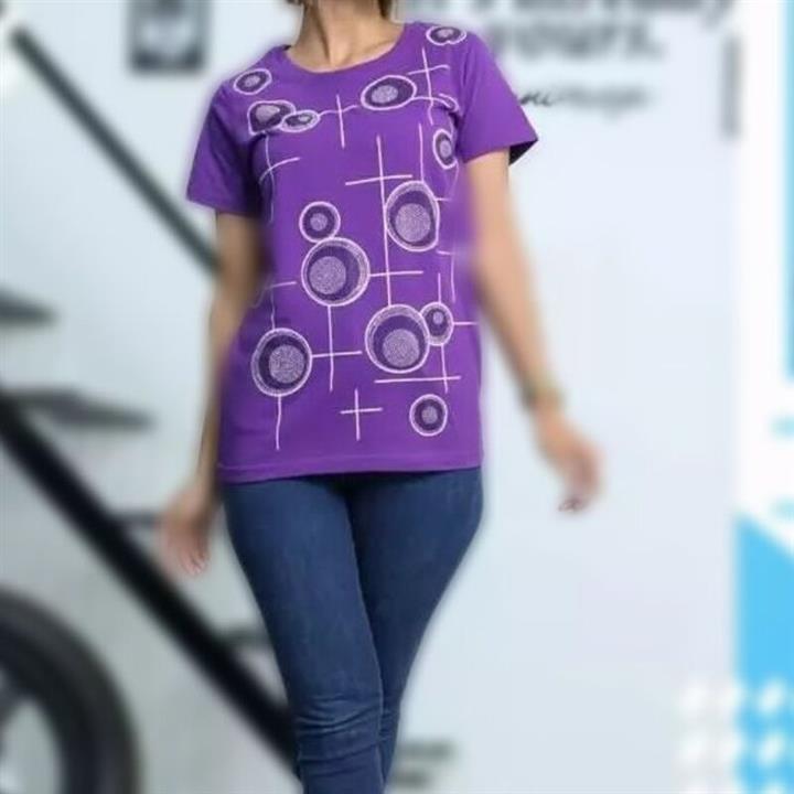 تیشرت نخی دخترانه  نگین دار کار شده صد در صد نخ پنبه